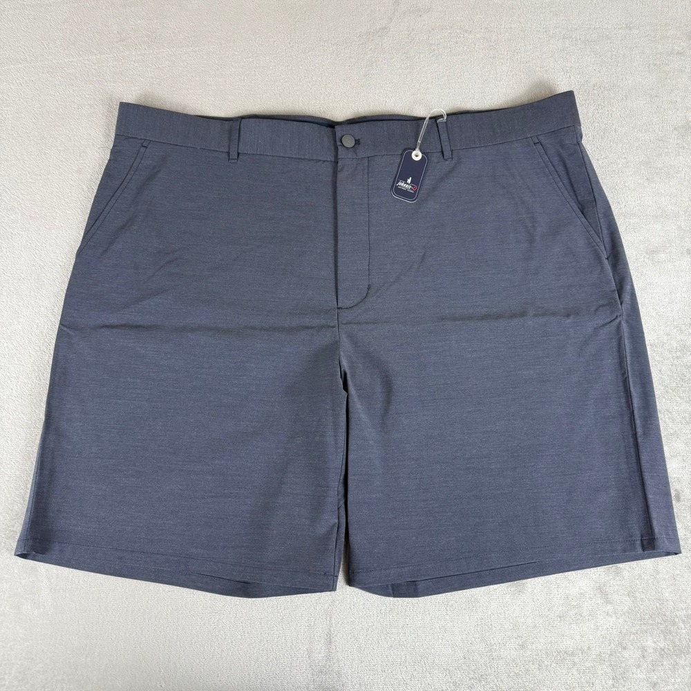Johnnie-O Mulligan Performance Woven Shorts Mens 48 High Tide Gray Golf $128 NWT